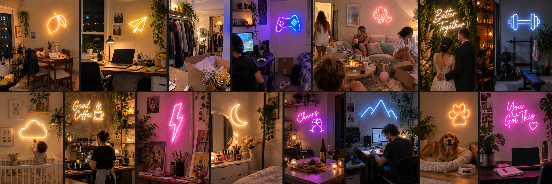 Custom LED neon signs in real customer spaces